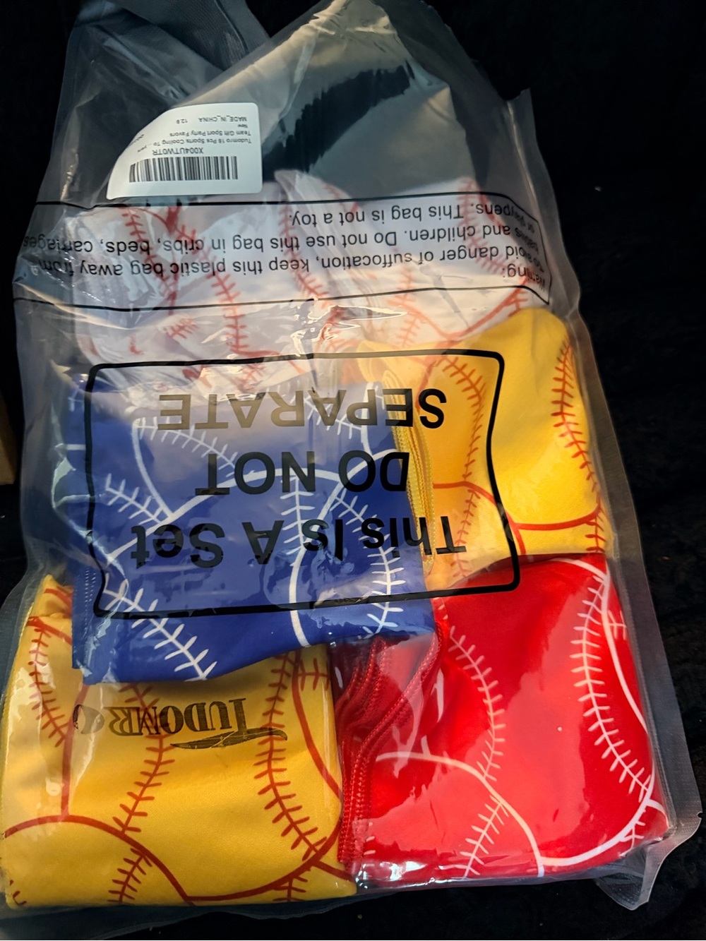 Multicolor Softball Print Cosmetic Pouches - Set of 4